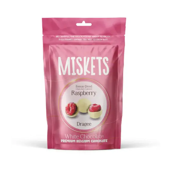 Hovedbilde Miskets White Chocolate Coated Freeze Dried RASPBERRY 12x80g